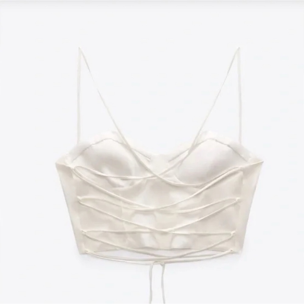 🦢Zara Lace Back / Corset White Strappy Top🦢